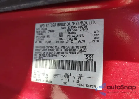 1998 Ford Windstar Gl/Limited/Lx from USA, damaged, VIN 2FMZA5143WBE16596